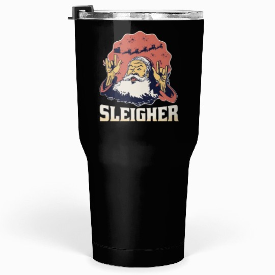 SleigheFunny Heavy Metal Santar Metal Santa Tumblers 30 Oz