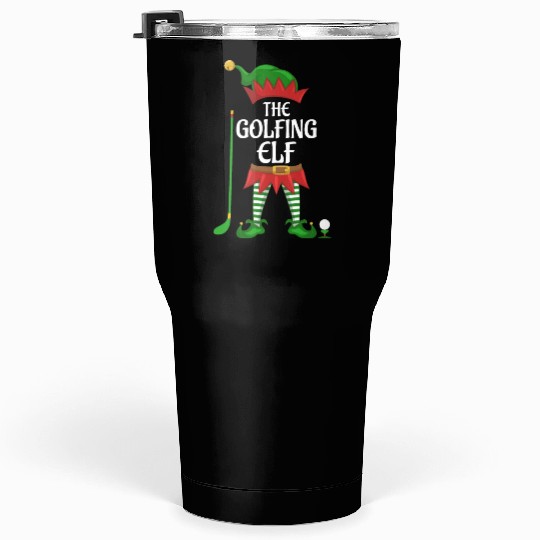 Golfing Elf Family Matching Group Christmas Party Tumblers 30 Oz