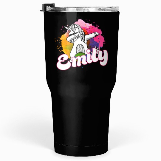 EMILY - Beautiful name with dabbing unicorn Tumblers 30 Oz