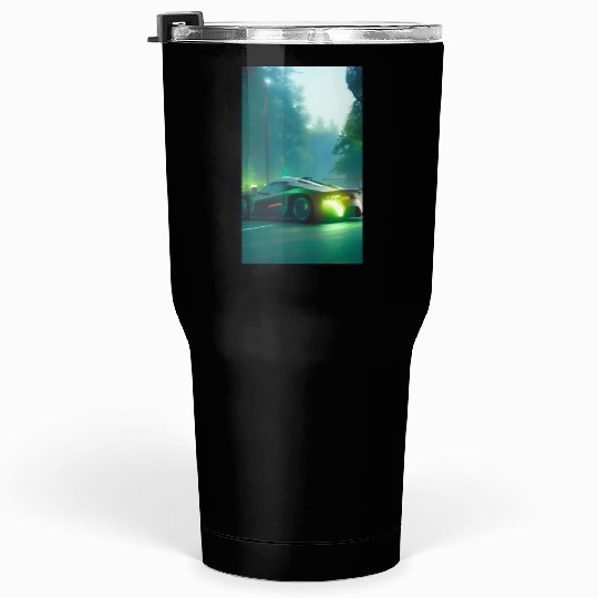 Futuristic grey neon car Tumblers 30 Oz