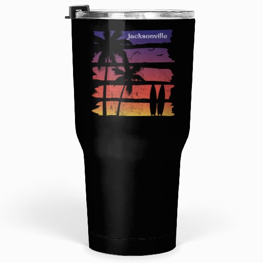 Cool Jacksonville Florida Surfing Fan Beach Palm Tumblers 30 Oz