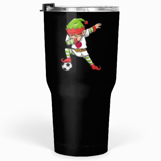 Soccer Boy Dabbing Elf Squad Christmas Jersey Tumblers 30 Oz