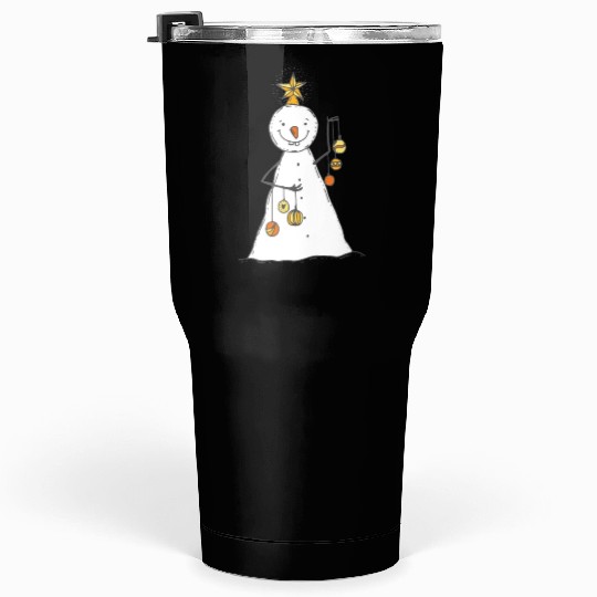funny snowman with mustache and carrot Tumblers 30 Oz