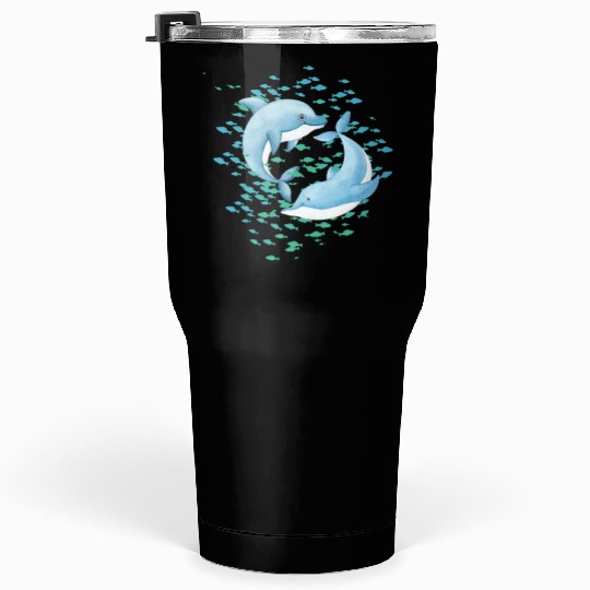 PLAYFUL BLUE DOLPHINS Tumblers 30 Oz