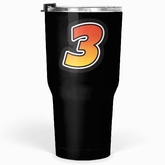 Number Three 3 Gradient Yellow Orange 3 Stroke Tumblers 30 Oz