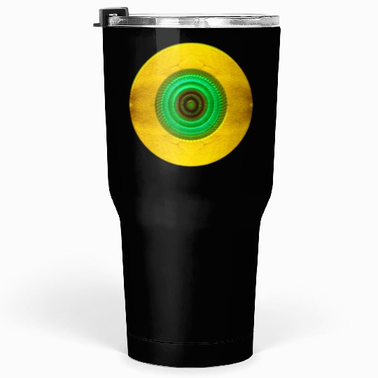 Golden-Green Geometric Circular Pattern Tumblers 30 Oz