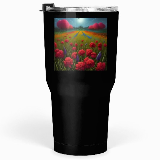 Beautiful Flowers along the Field Road Horizon Tumblers 30 Oz
