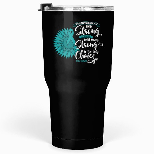 Cervical Cancer Awareness Month Teal Sunflower Tumblers 30 Oz