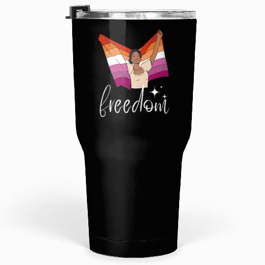 Lesbian Flag of Love and Freedom Tumblers 30 Oz