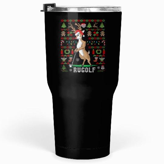 Golf Reindeer Pun Golfer Ugly Christmas Golfing Tumblers 30 Oz