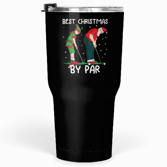 Golf Elf Golfer Christmas Santa Claus Golfing Tumblers 30 Oz