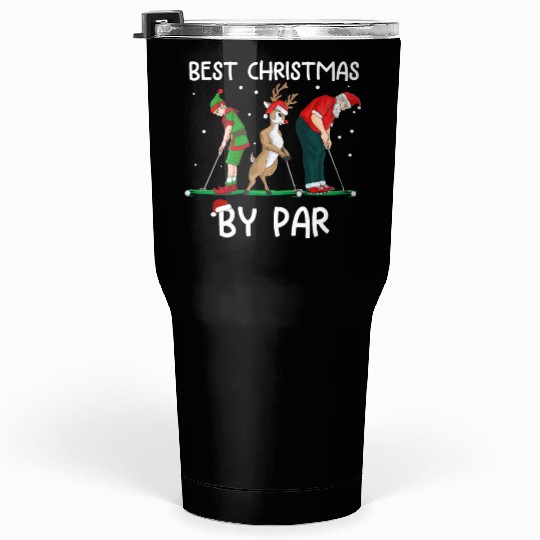 Golf Elf Golfer Christmas Santa Claus Golfing Tumblers 30 Oz