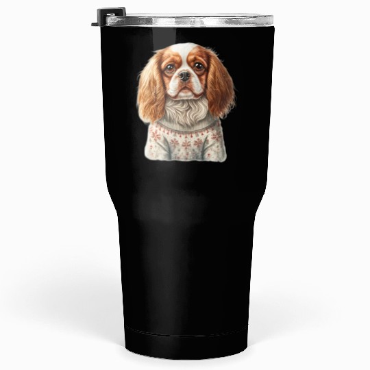 Cute Cavalier King Charles Spaniel Christmas Tumblers 30 Oz