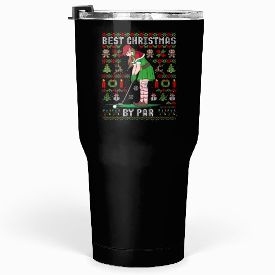 Golf Elf Pun Golfer Ugly Christmas Golfing Tumblers 30 Oz