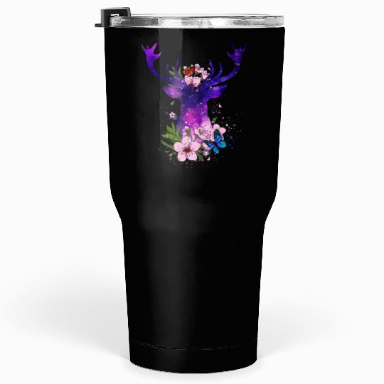 Floral Galaxy Deer Tumblers 30 Oz