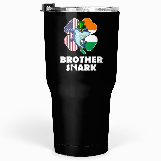 Irish American Flag Ireland Shamrock Brother Shark Tumblers 30 Oz