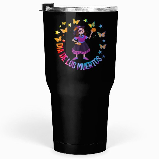 Dia De Los Muertos Tumblers 30 Oz, Girl Sugar Skeleton