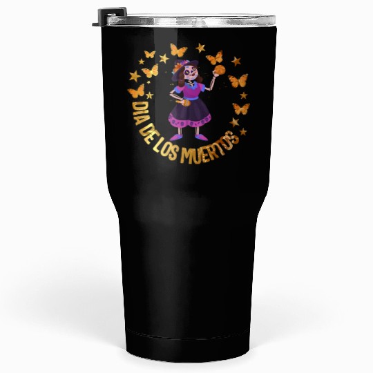 Dia De Los Muertos Tumblers 30 Oz, Girl Sugar Skeleton