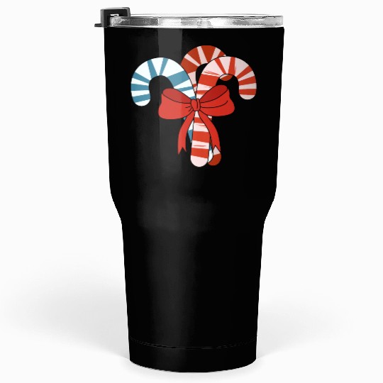 Candy Cane Christmas Bow Tumblers 30 Oz
