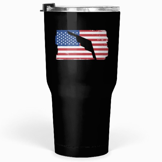 B-2 Stealth Bomber Military Airplane American Flag Tumblers 30 Oz