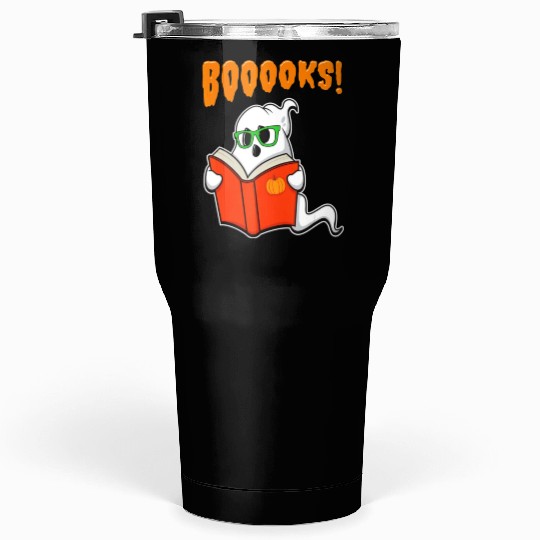 Funny Teacher Halloween Ghost Books Reading Tumblers 30 Oz