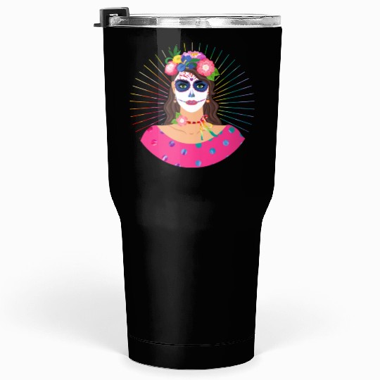 Dia De Los Muertos Tumblers 30 Oz, Little Girl Sugar Skull