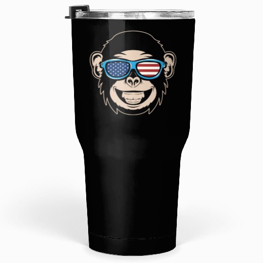 Chimpanzee Monkey Orangutan Monkey Head Tumblers 30 Oz