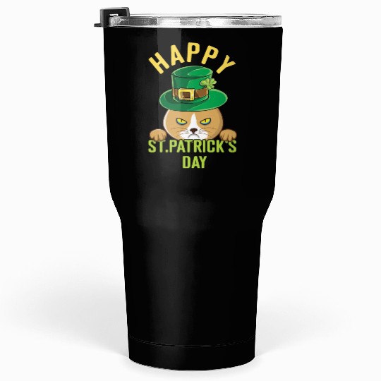 Angry Mad Cat Happy Saint Patrick Day Tumblers 30 Oz