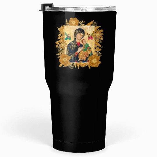 Our Lady of Perpetual Help Blessed Mother Mary Cat Tumblers 30 Oz