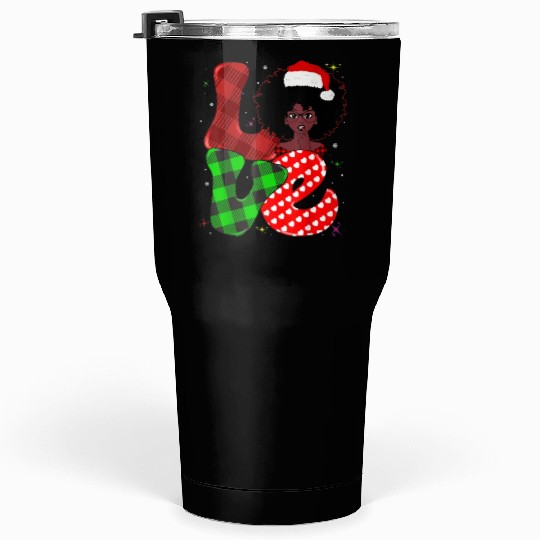 Black African Girl American Melanin Christmas Sant Tumblers 30 Oz