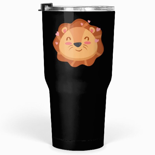 Cute Lion Cartoon Animals Character Design Tumblers 30 Oz