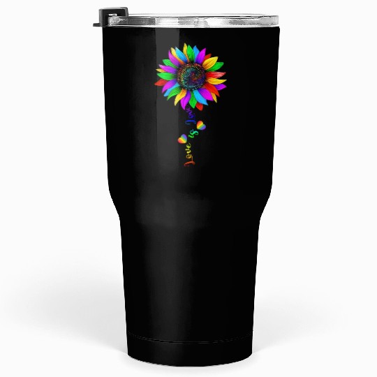 Sunflower Rainbow Love Is Love LGBT Lesbian Gay Tumblers 30 Oz