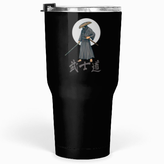 Japanese samurai warrior grey mask Tumblers 30 Oz