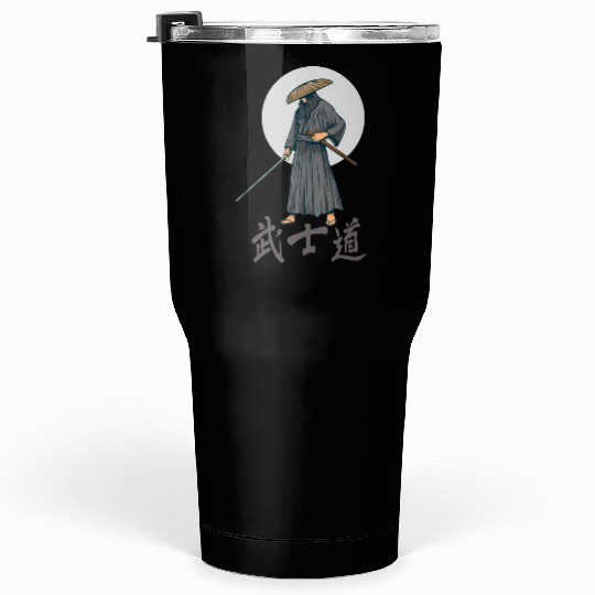 Japanese samurai warrior grey mask Tumblers 30 Oz