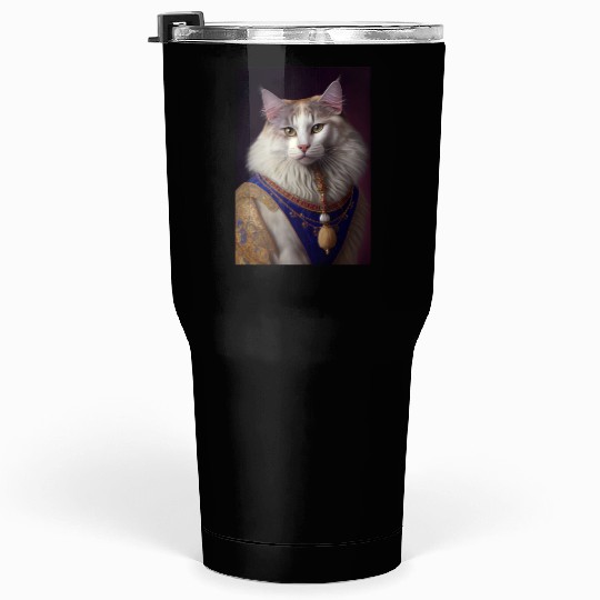Turkish Angora Cat Breed Portrait Royal Renaissanc Tumblers 30 Oz