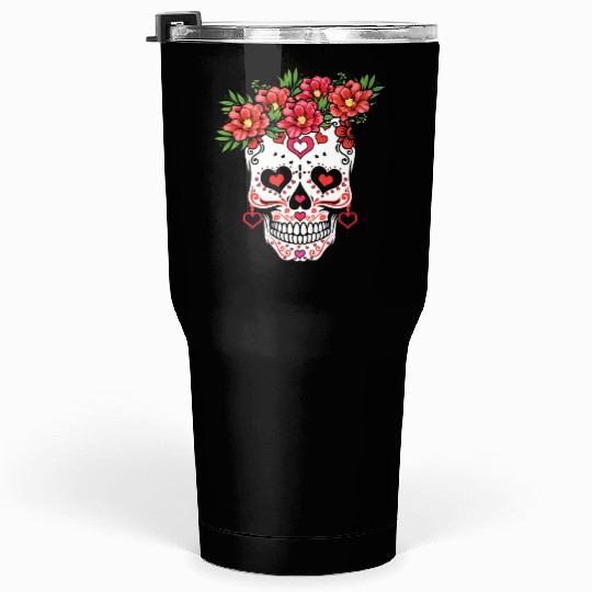 Valentines Sugar Bone Muertos Day Halloween Tumblers 30 Oz