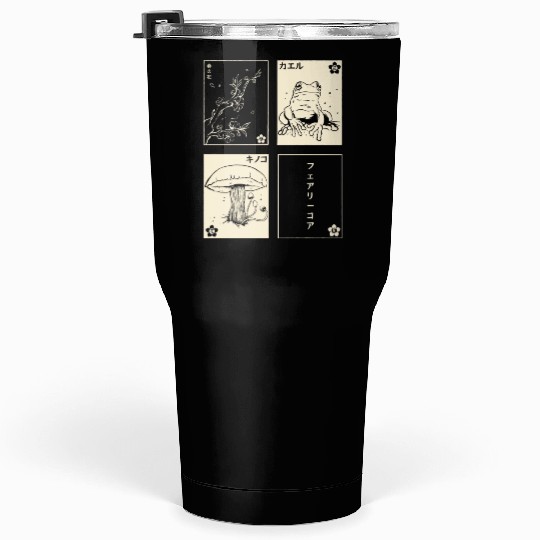 Cottagecore Tarot Cards Fungi Frog Goblincore Tumblers 30 Oz