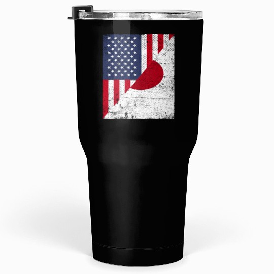Half USA Flag Half Japan Flag Tumblers 30 Oz