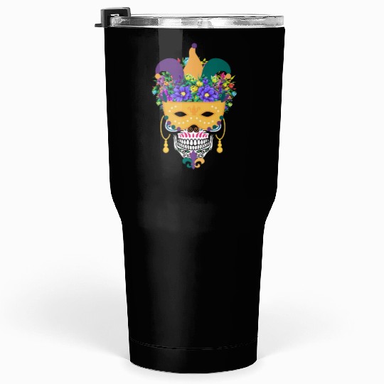 El Dia De Los Muertos Mardi Gras Costume Flower Tumblers 30 Oz