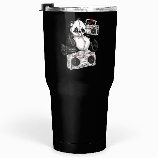 DJ Hip Hop Panda Bear by San Francisco Street Arti Tumblers 30 Oz