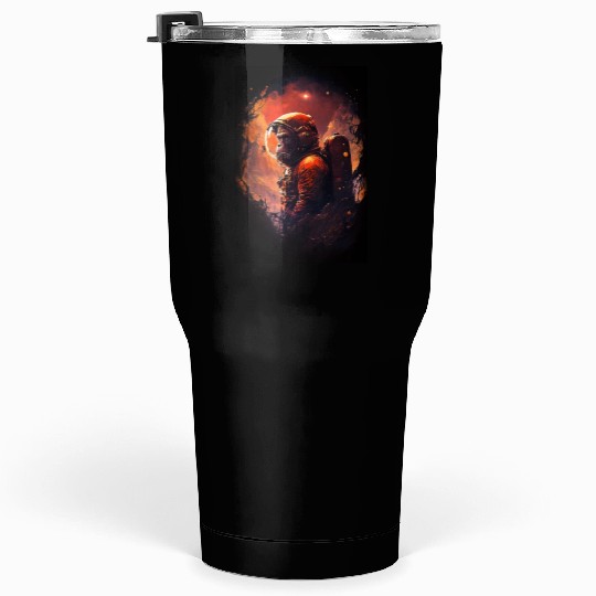 Monkey Astronaut Chimpanzee Space Surreal Moon Tumblers 30 Oz
