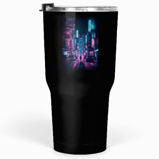Tokyo Japan Japanese Aesthetic Graphic Night Scene Tumblers 30 Oz