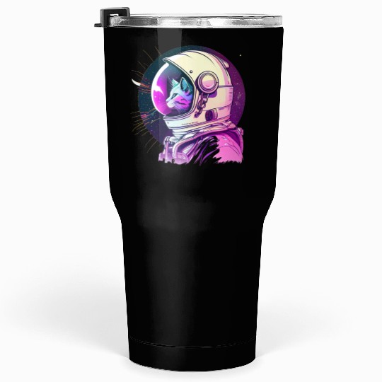 Aesthetic Vaporwave Space Cat 80s 90s Astronaut Tumblers 30 Oz