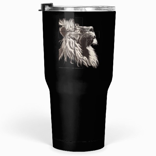 Lion Love Cross God Savior Church Christian Gift C Tumblers 30 Oz