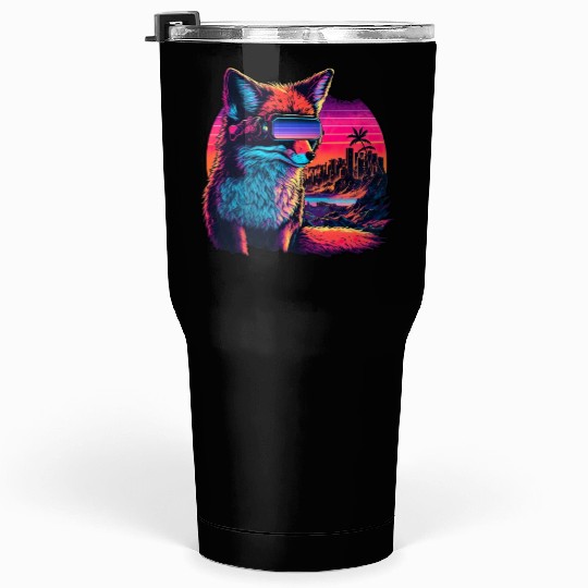 Retro Futuristic Synthwave Fox Tumblers 30 Oz