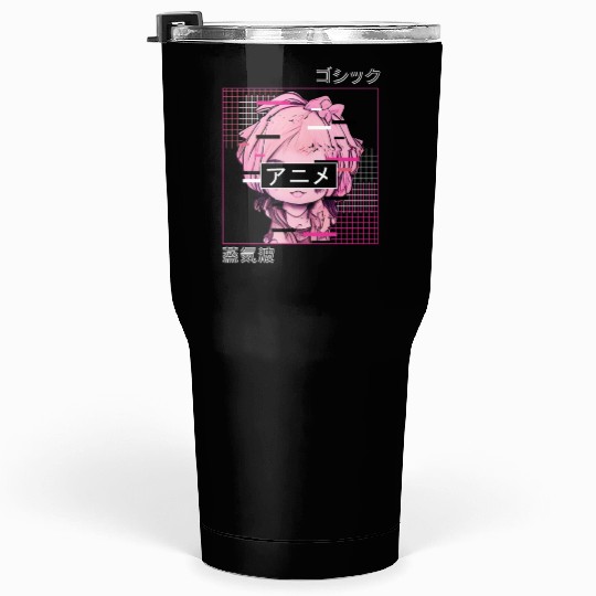 Glitch Anime Chibi Japanese Vaporwave Aesthetic Pa Tumblers 30 Oz