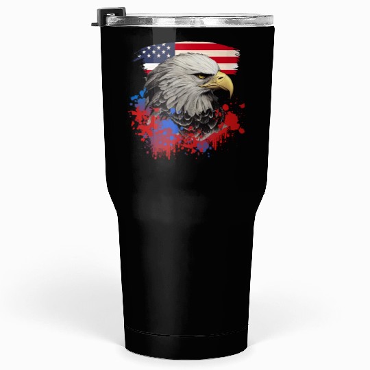 Bald Eagle Patriotic American Bird US Flag Tumblers 30 Oz