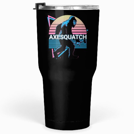 Funny Axe Throwing Bigfoot Sasquatch Ax Thrower Tumblers 30 Oz