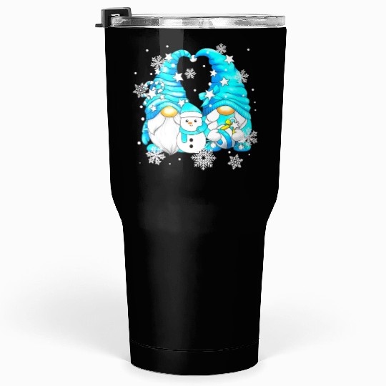 Funny Snowman Gnomies With Snowflakes Cute Winter Tumblers 30 Oz