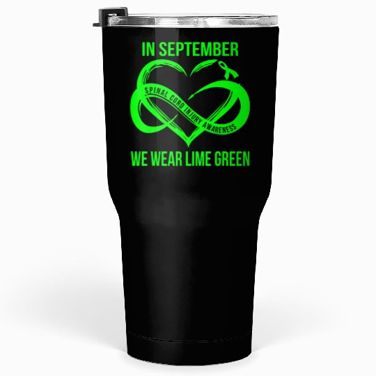 In September We Wear Lime Green Spinal Cord Injury Tumblers 30 Oz